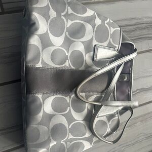 Coach Silver Signature Logo Tote